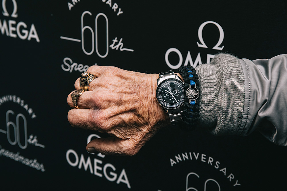Aldrin’s arm candy includes the Omega Speedmaster Moonwatch